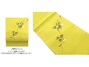 手織り紬手描き花模様袋帯